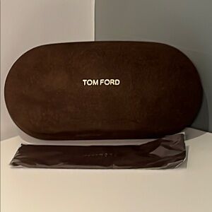 Tom Ford Suede Brown Clam Shell Eyeglass Case with Brand New Cloth